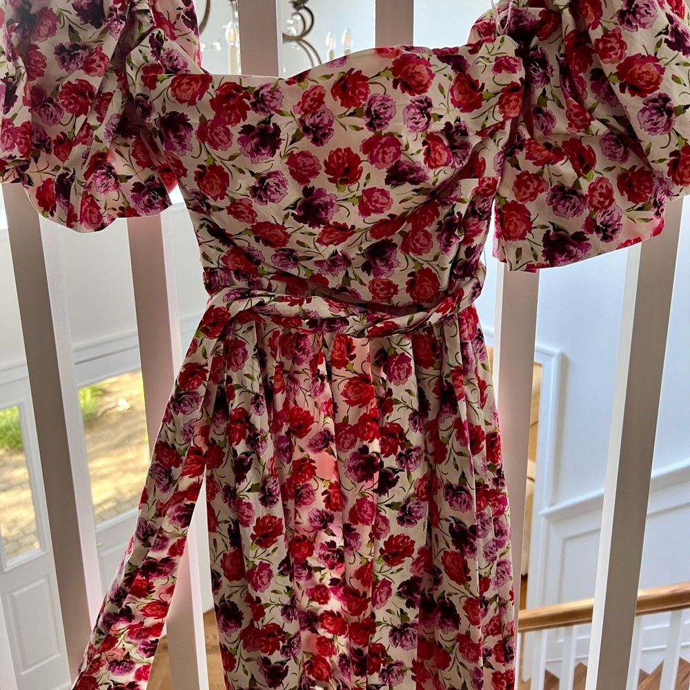 Zara puff sleeve tie waist mini dress